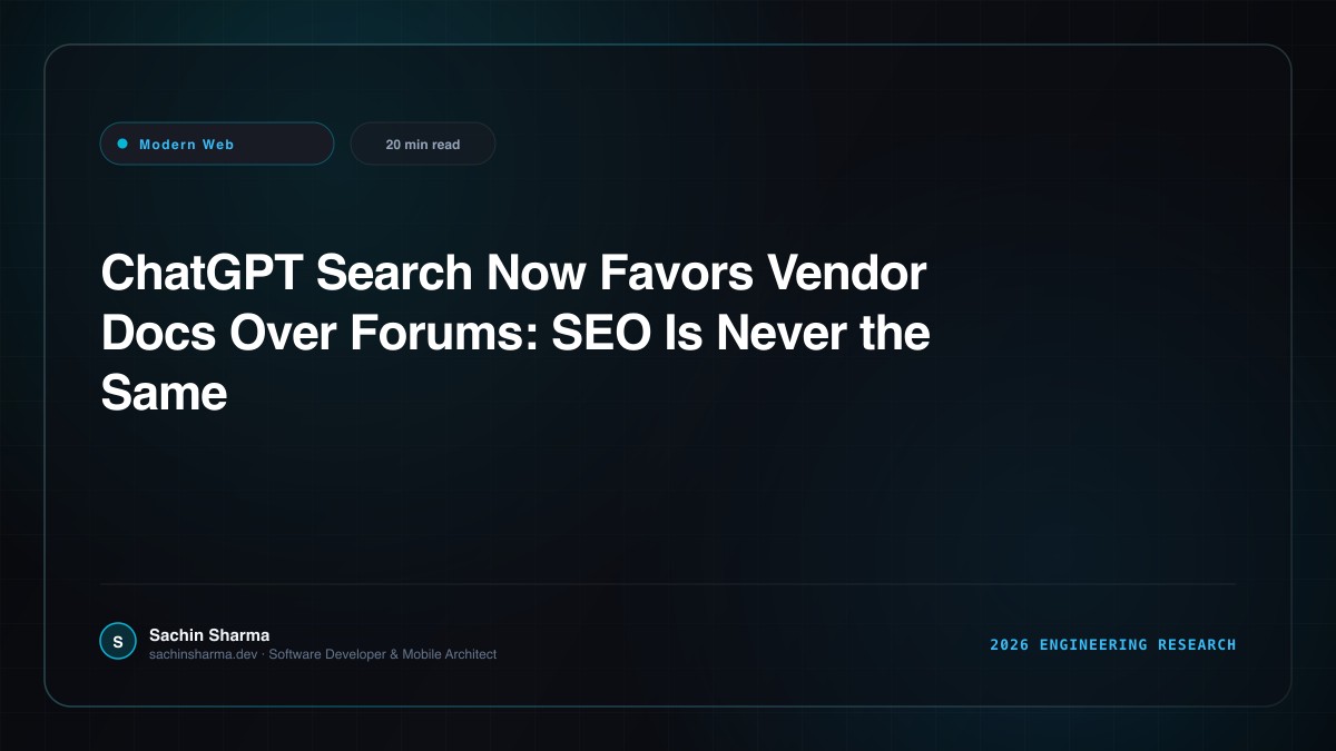 ChatGPT Search Now Favors Vendor Docs Over Forums: SEO Is Never the Same
