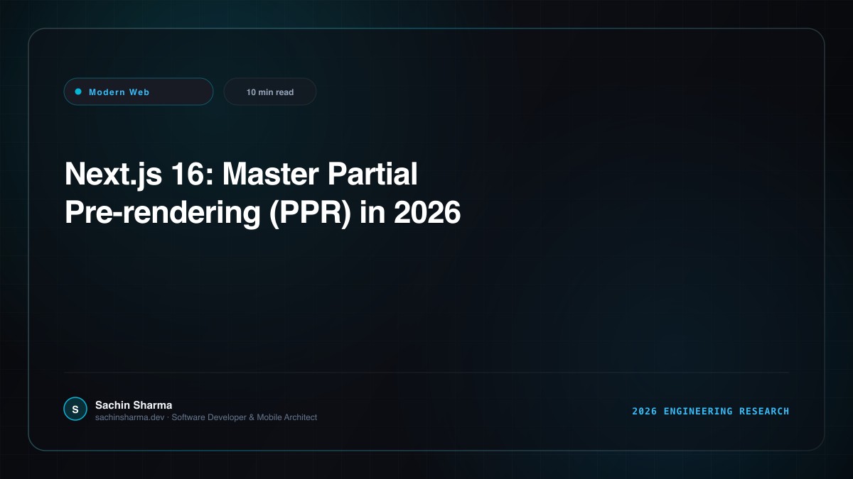 Next.js 16: Master Partial Pre-rendering (PPR) in 2026