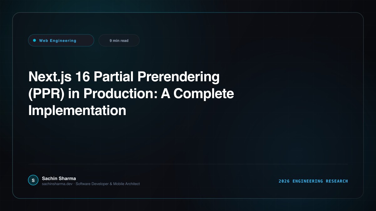 Next.js 16 Partial Prerendering (PPR) in Production: A Complete Implementation Guide