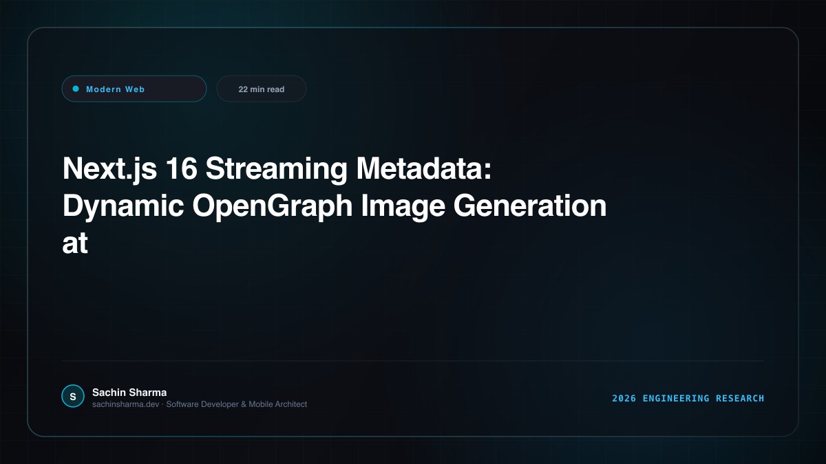 Next.js 16 Streaming Metadata: Dynamic OpenGraph Image Generation at the Edge