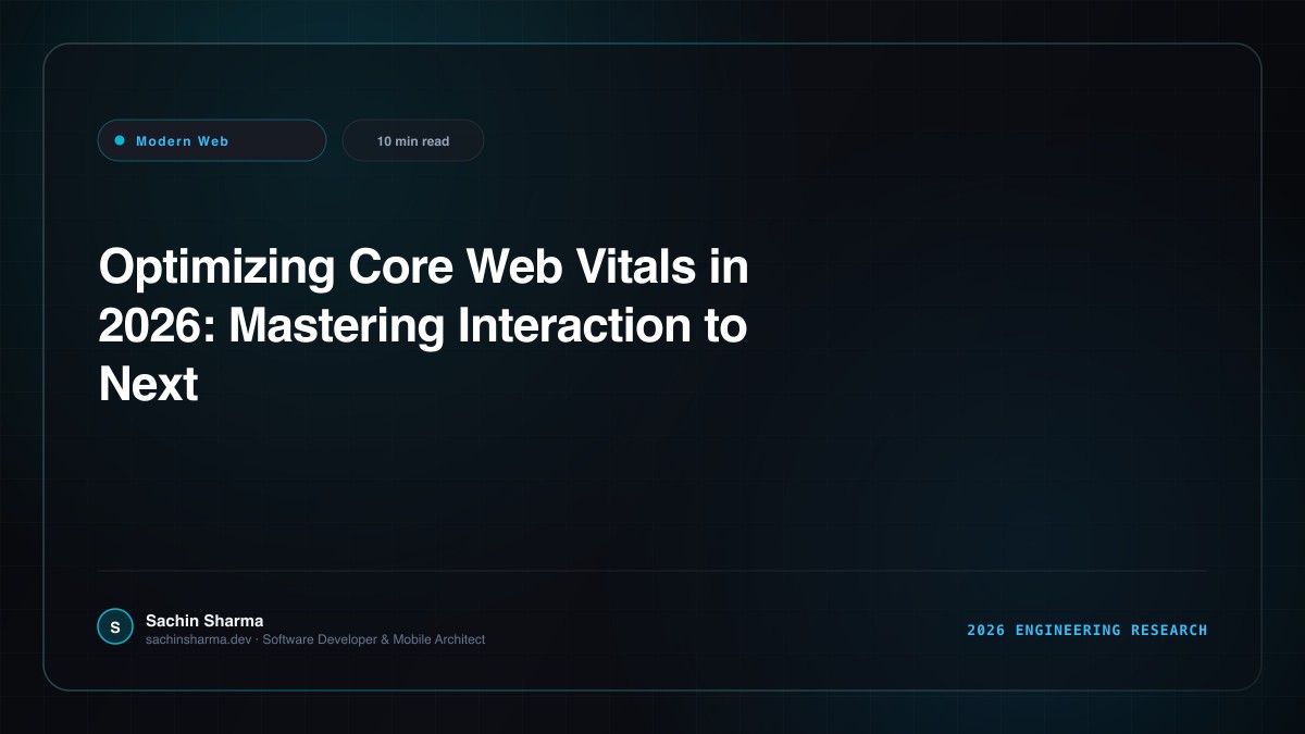 Optimizing Core Web Vitals in 2026: Mastering Interaction to Next Paint (INP)